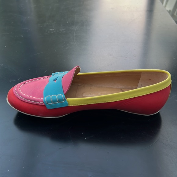 Marc Jacobs Leather Loafers Color Blocked Sz 36.5/6.5 Pink Red Yellow Turquoise - Picture 6 of 10